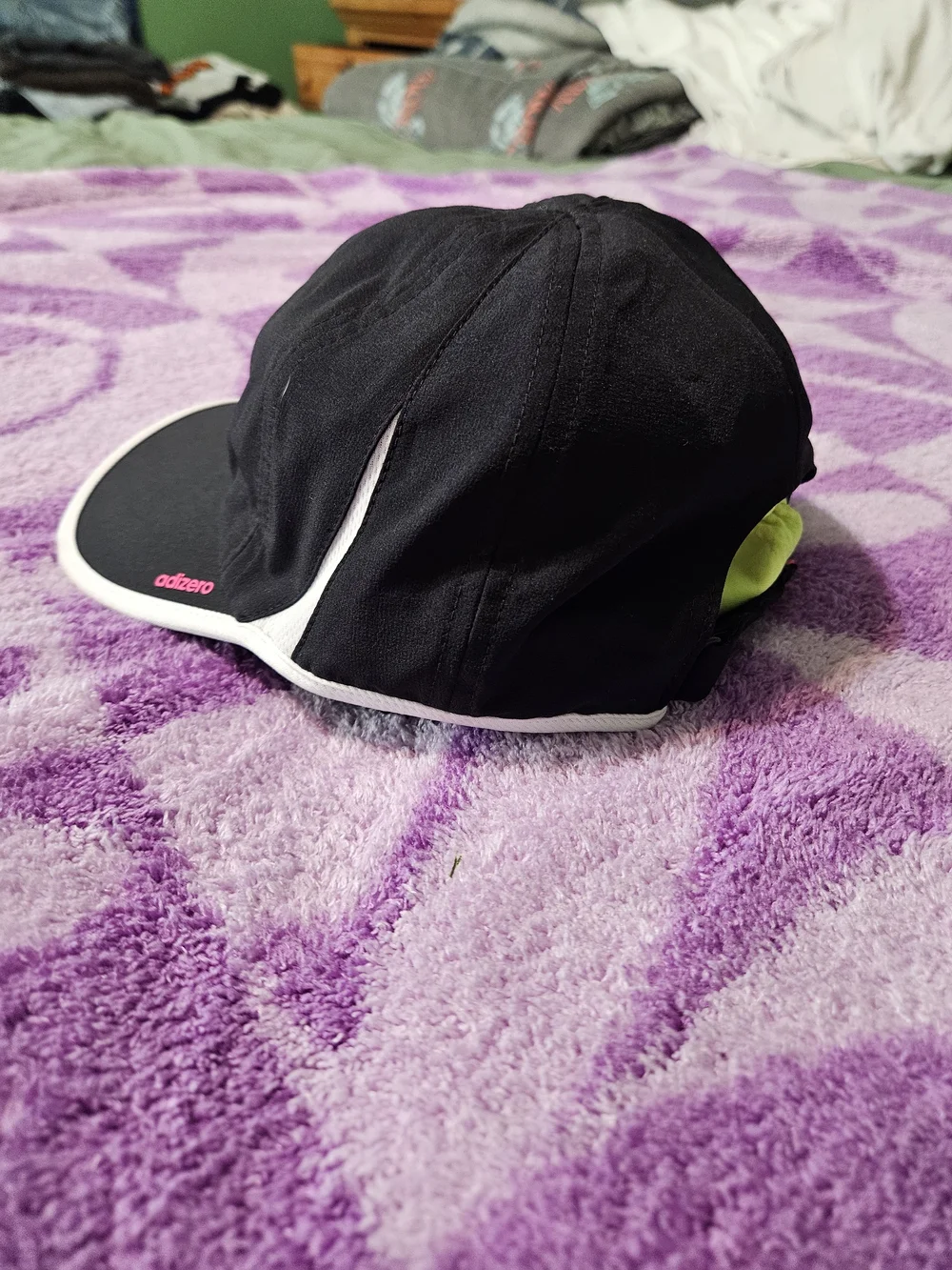 Adidas Black Cap with Pink Logo and White Trim